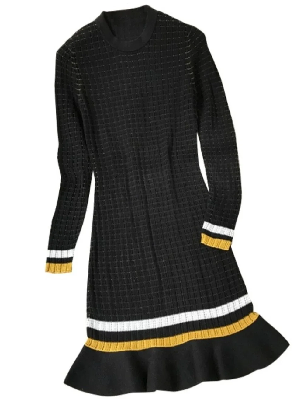 Phillip Lim Striped Ruffle Hem Knit Dress. - Picture 6 of 16